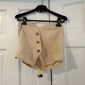 Stylish Cream Women's Strapless Top and Shorts Set